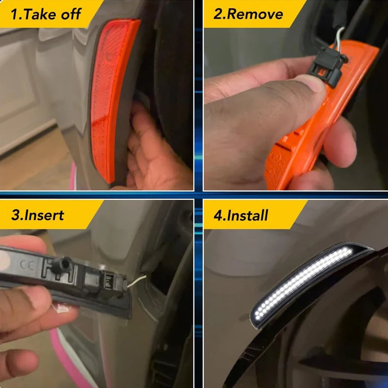 4Pcs LED RGB Front & Rear Bumper Side Marker Lights For Dodge Charger 2015-2023