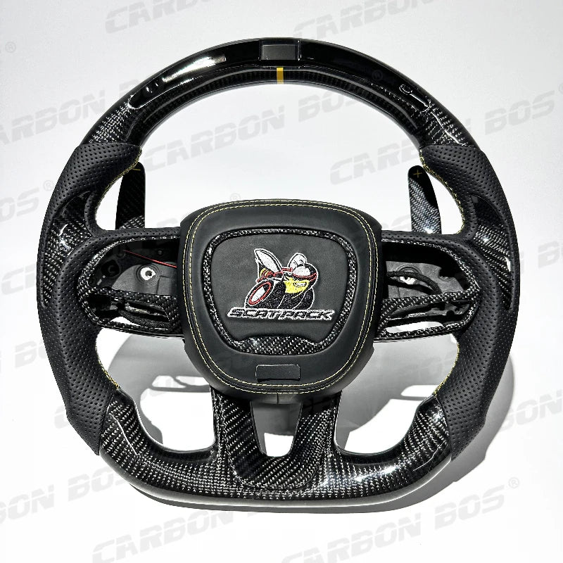 Carbon Fiber Steering Wheel for Dodge CHALLENGER Challenger Charger SCAT Car Sports Steering Wheel with LED