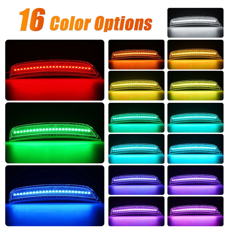 4Pcs LED RGB Front & Rear Bumper Side Marker Lights For Dodge Charger 2015-2023
