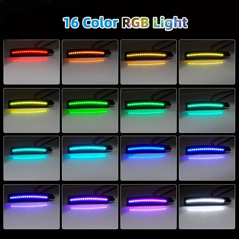 4Pcs LED RGB Multicolor Front Rear Bumper Side Marker Light For Ford Mustang S650 Gen7 2024-UP Turn Signal Lamps Car Accessories