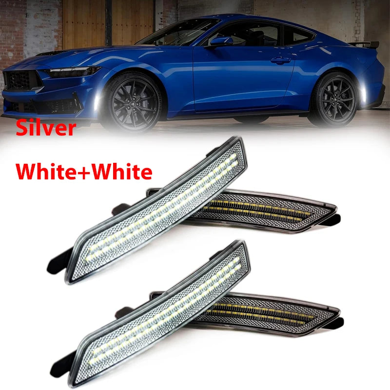4Pcs LED RGB Multicolor Front Rear Bumper Side Marker Light For Ford Mustang S650 Gen7 2024-UP Turn Signal Lamps Car Accessories