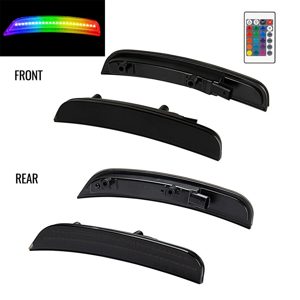4Pcs LED RGB Front & Rear Bumper Side Marker Lights For Dodge Charger 2015-2023