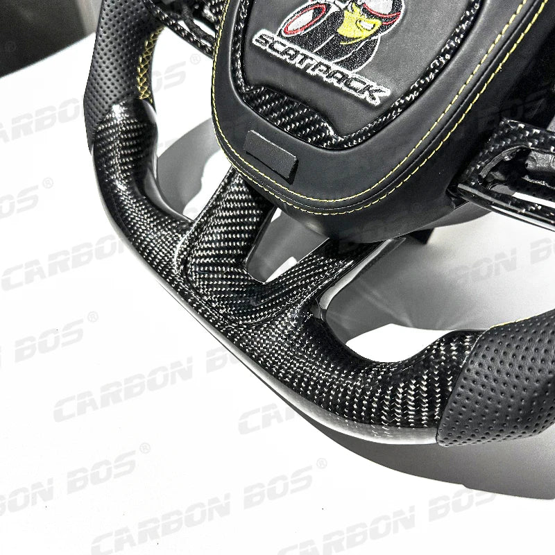 Carbon Fiber Steering Wheel for Dodge CHALLENGER Challenger Charger SCAT Car Sports Steering Wheel with LED