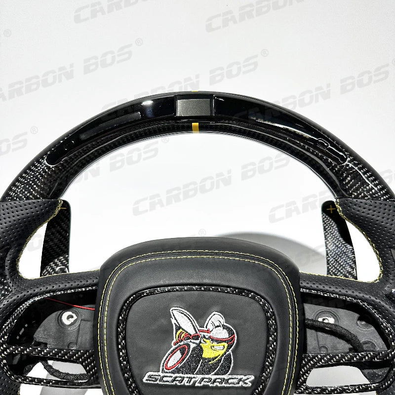 Carbon Fiber Steering Wheel for Dodge CHALLENGER Challenger Charger SCAT Car Sports Steering Wheel with LED