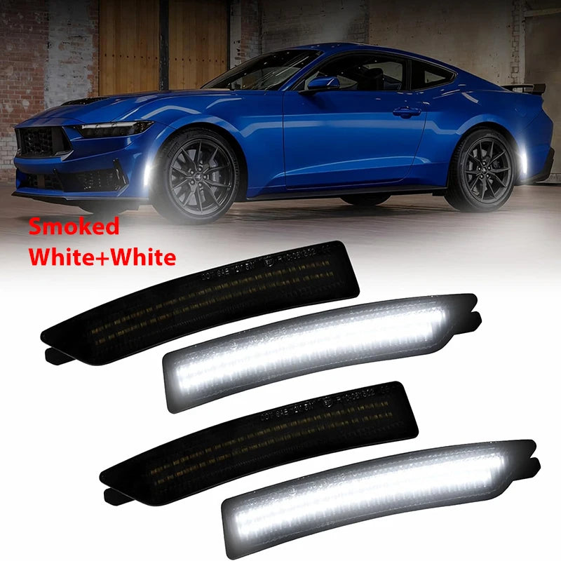 4Pcs LED RGB Multicolor Front Rear Bumper Side Marker Light For Ford Mustang S650 Gen7 2024-UP Turn Signal Lamps Car Accessories